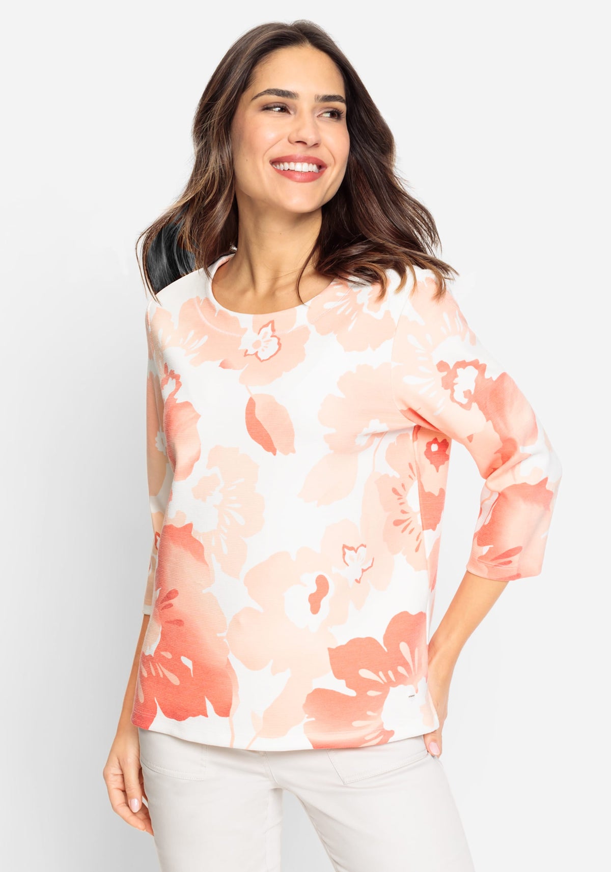 3/4 Sleeve Floral Jersey Knit Top