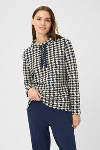 Houndstooth Zip Front Cardigan