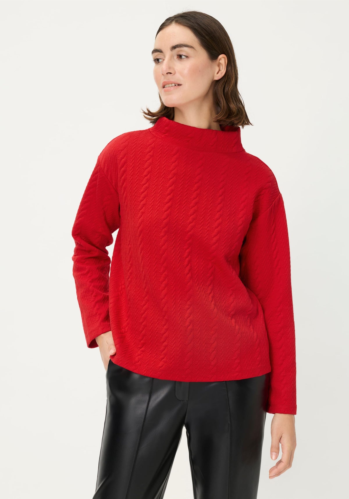 Funnel Neck Textured Jersey