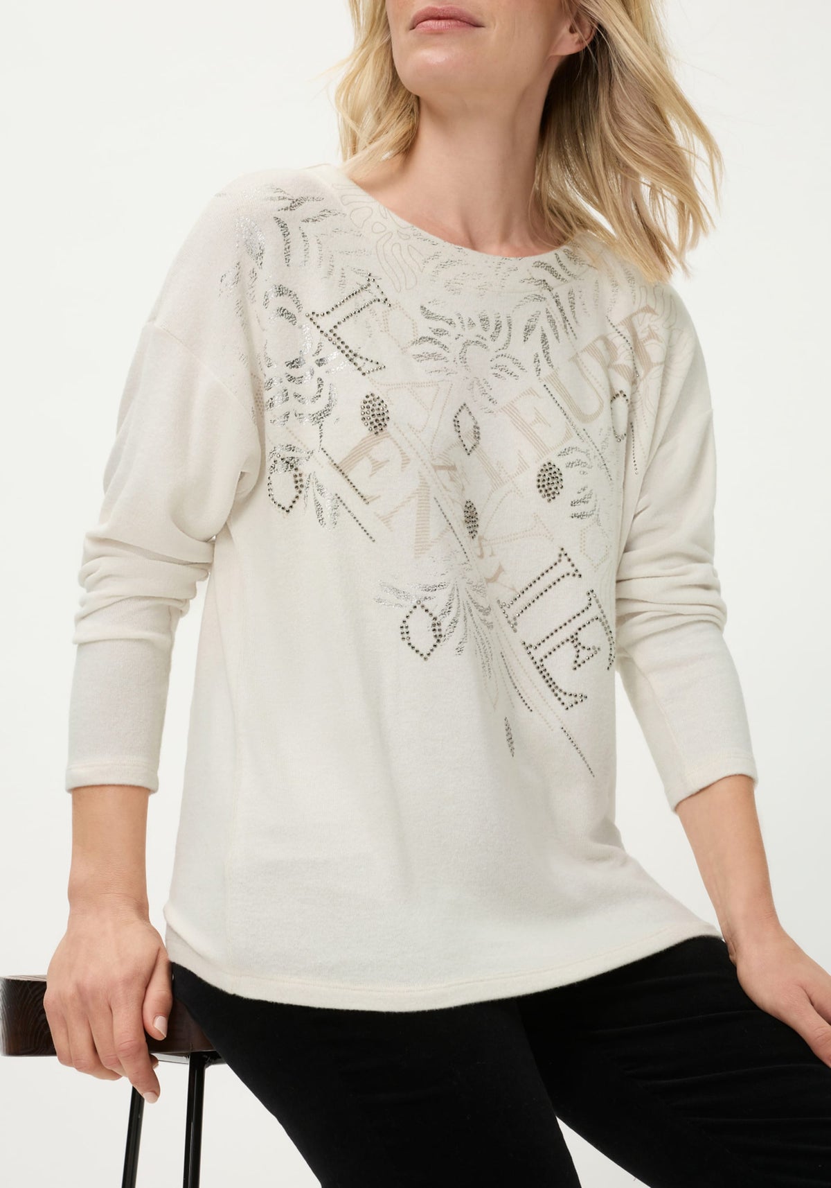 Embellished Mixed Motif Jersey Top