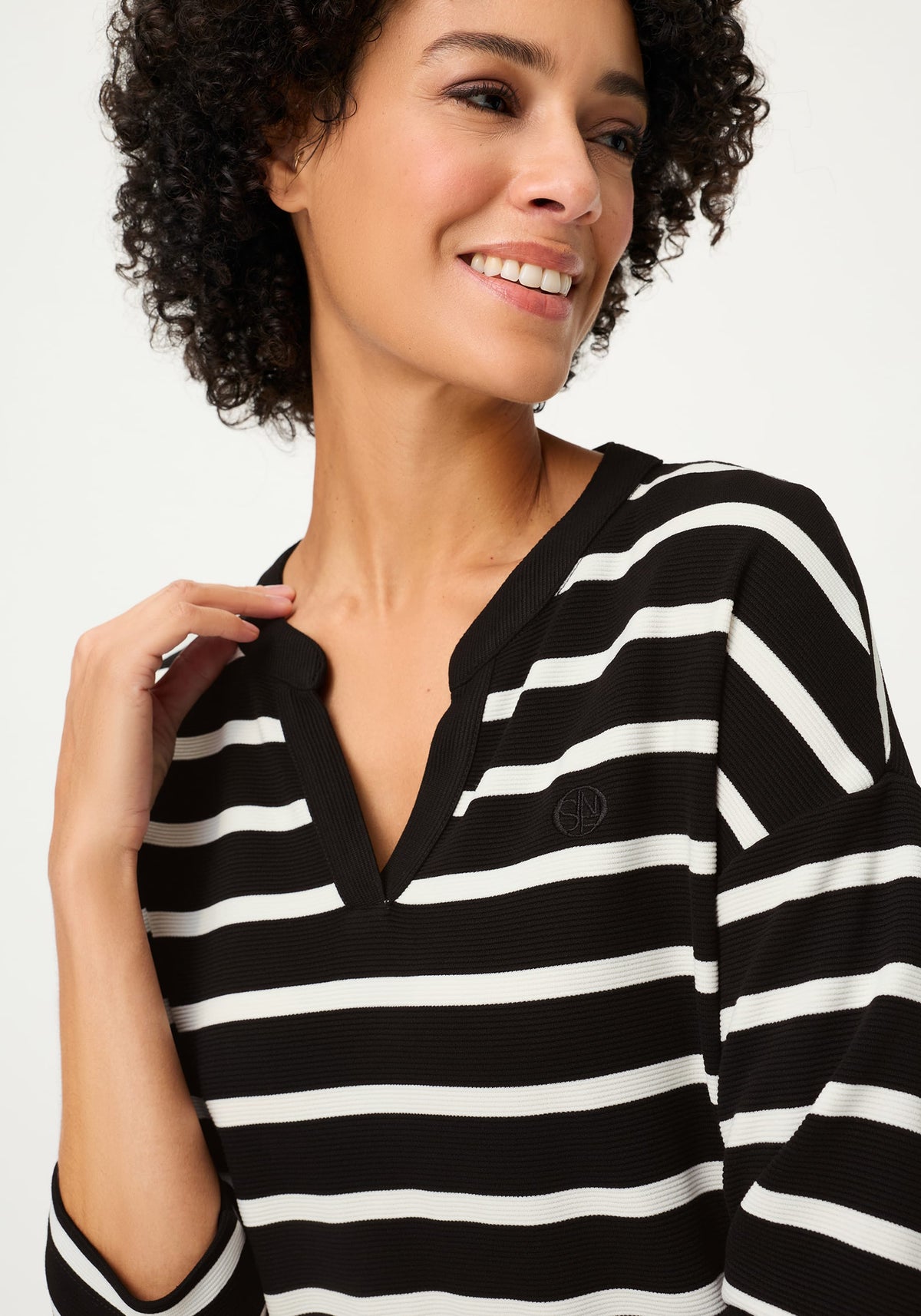 Striped Rib Knit T-Shirt