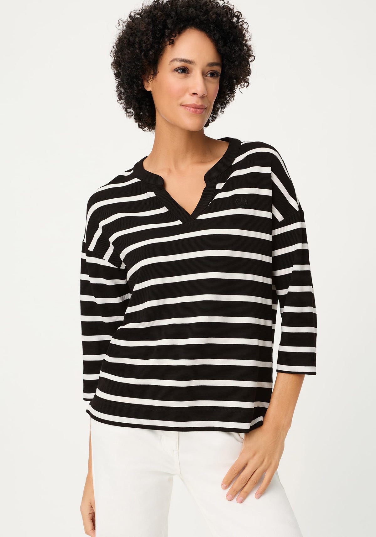 Striped Rib Knit T-Shirt