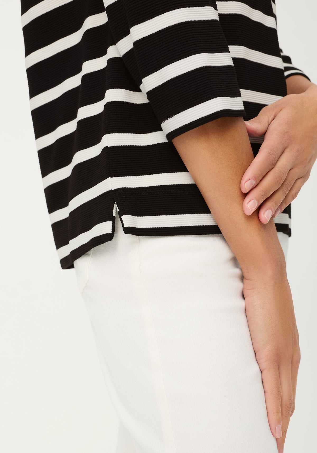 Striped Rib Knit T-Shirt