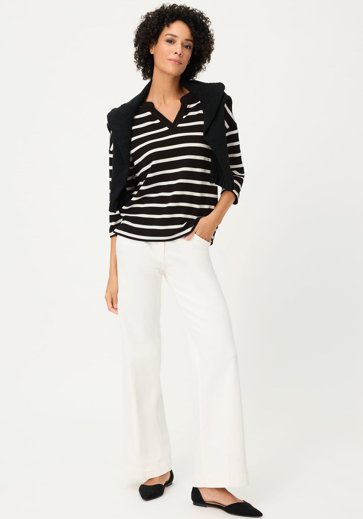 Striped Rib Knit T-Shirt
