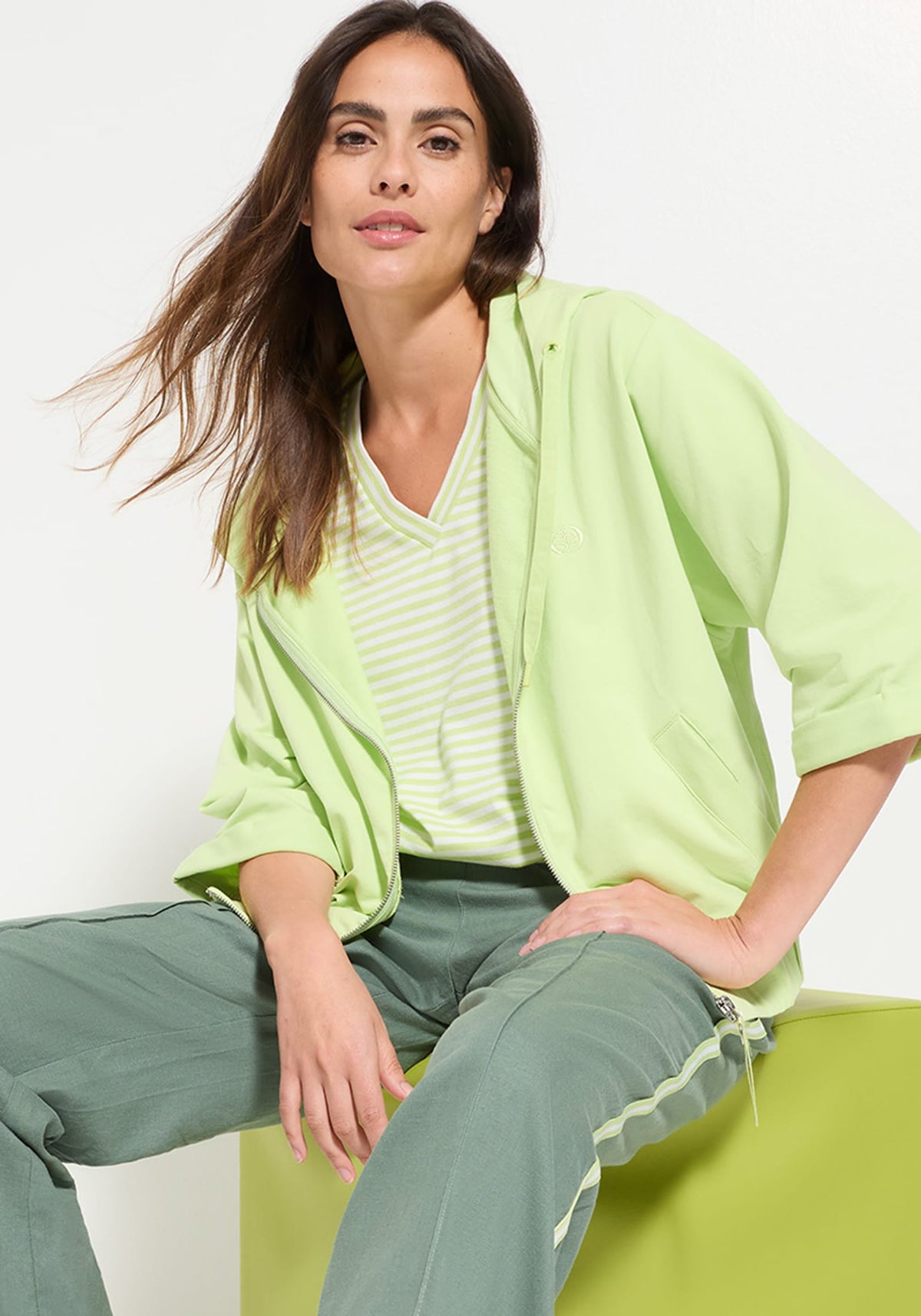 Veste zippée en jersey à capuche