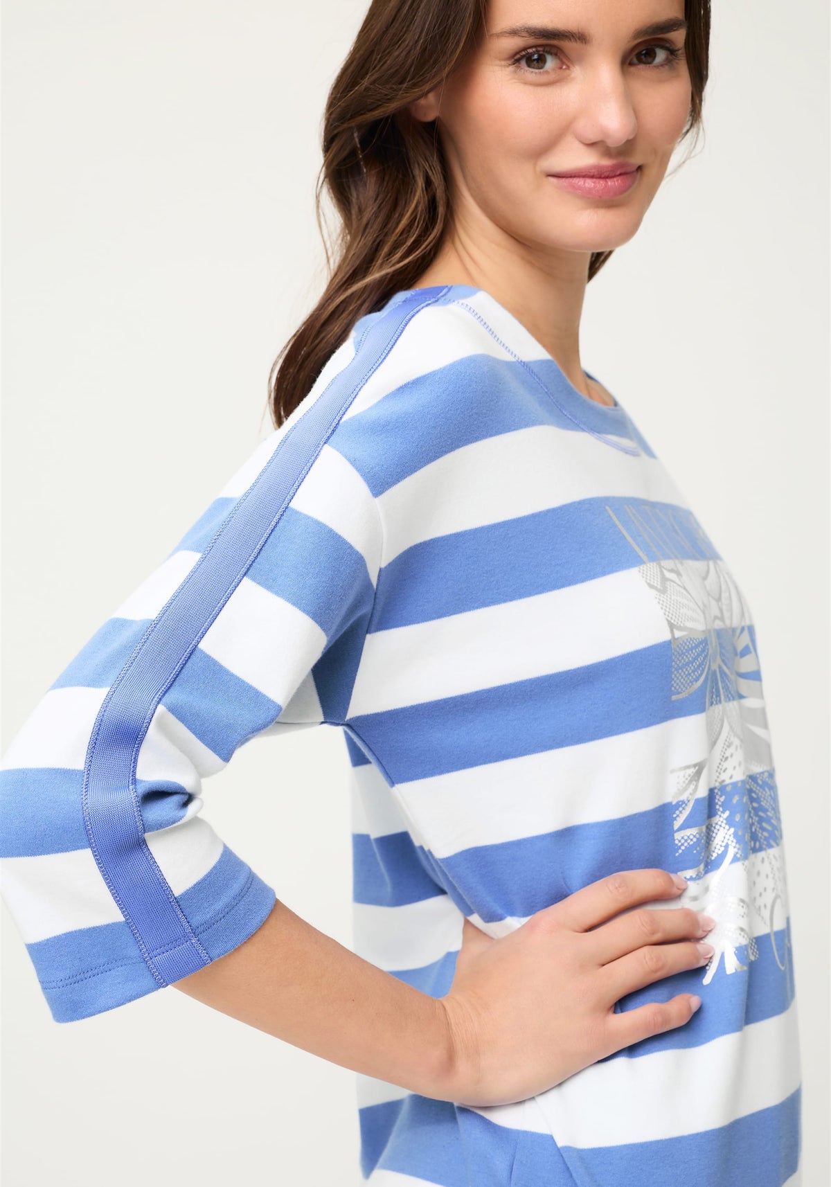 Stripe & Placement Print Jersey Top