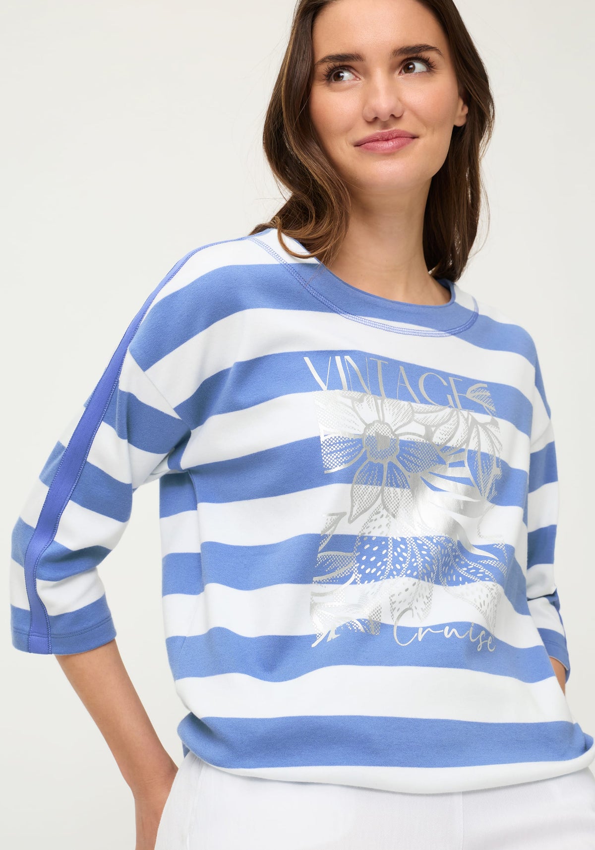 Stripe & Placement Print Jersey Top