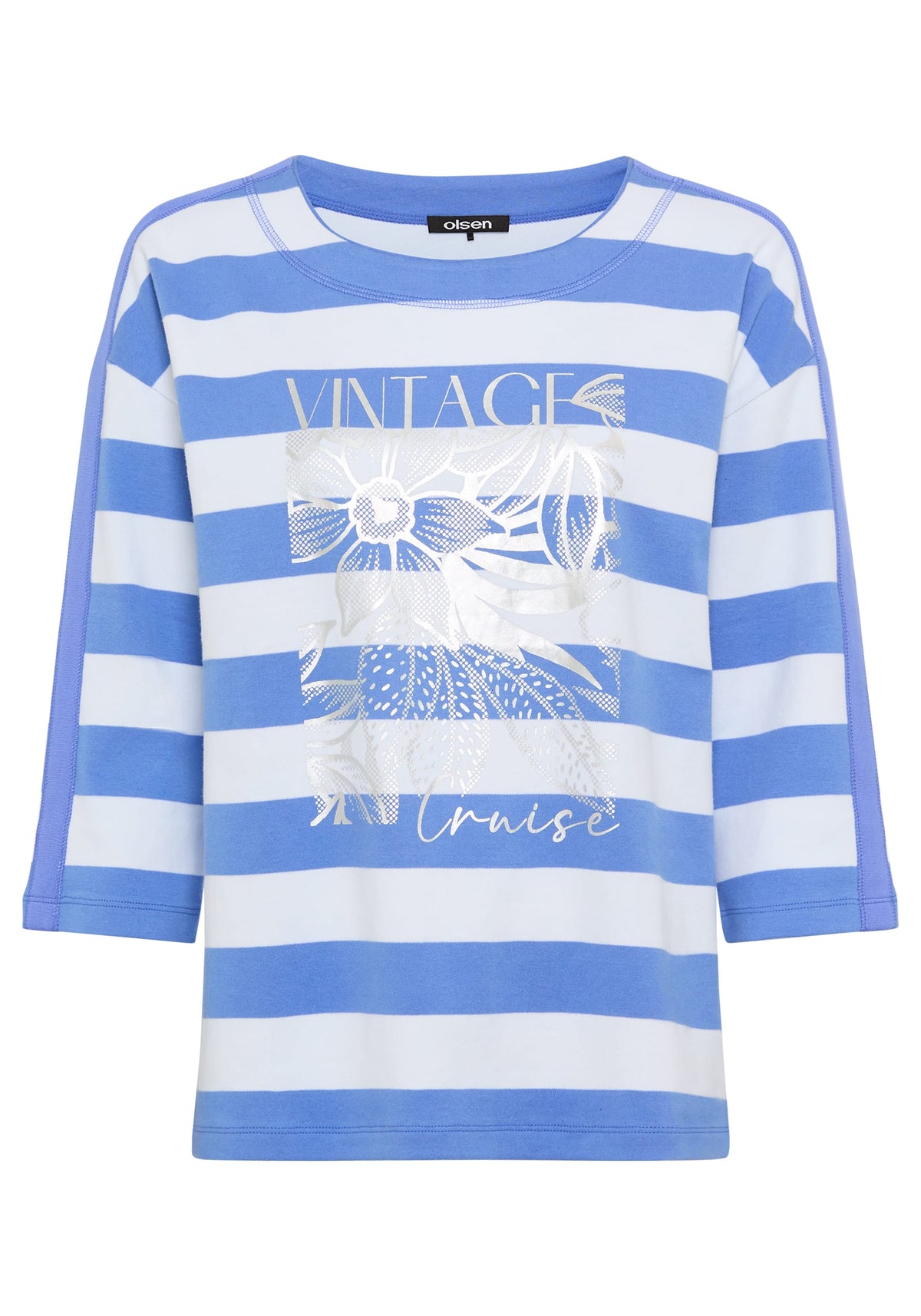 Stripe & Placement Print Jersey Top