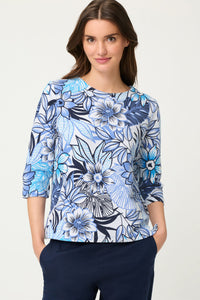 Floral Rib Knit Jersey Top