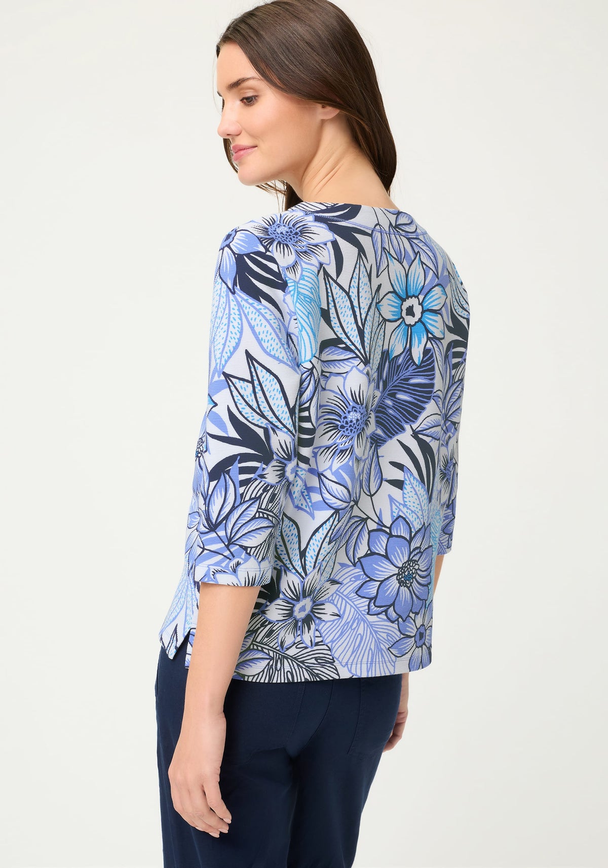 Floral Rib Knit Jersey Top