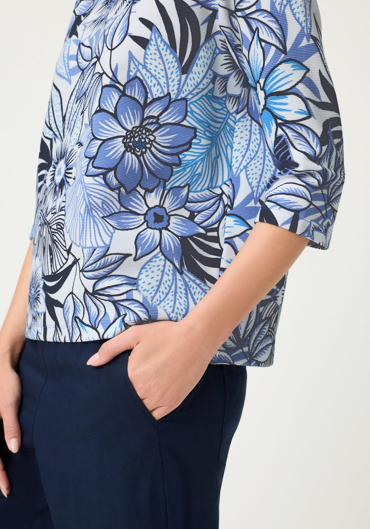 Floral Rib Knit Jersey Top