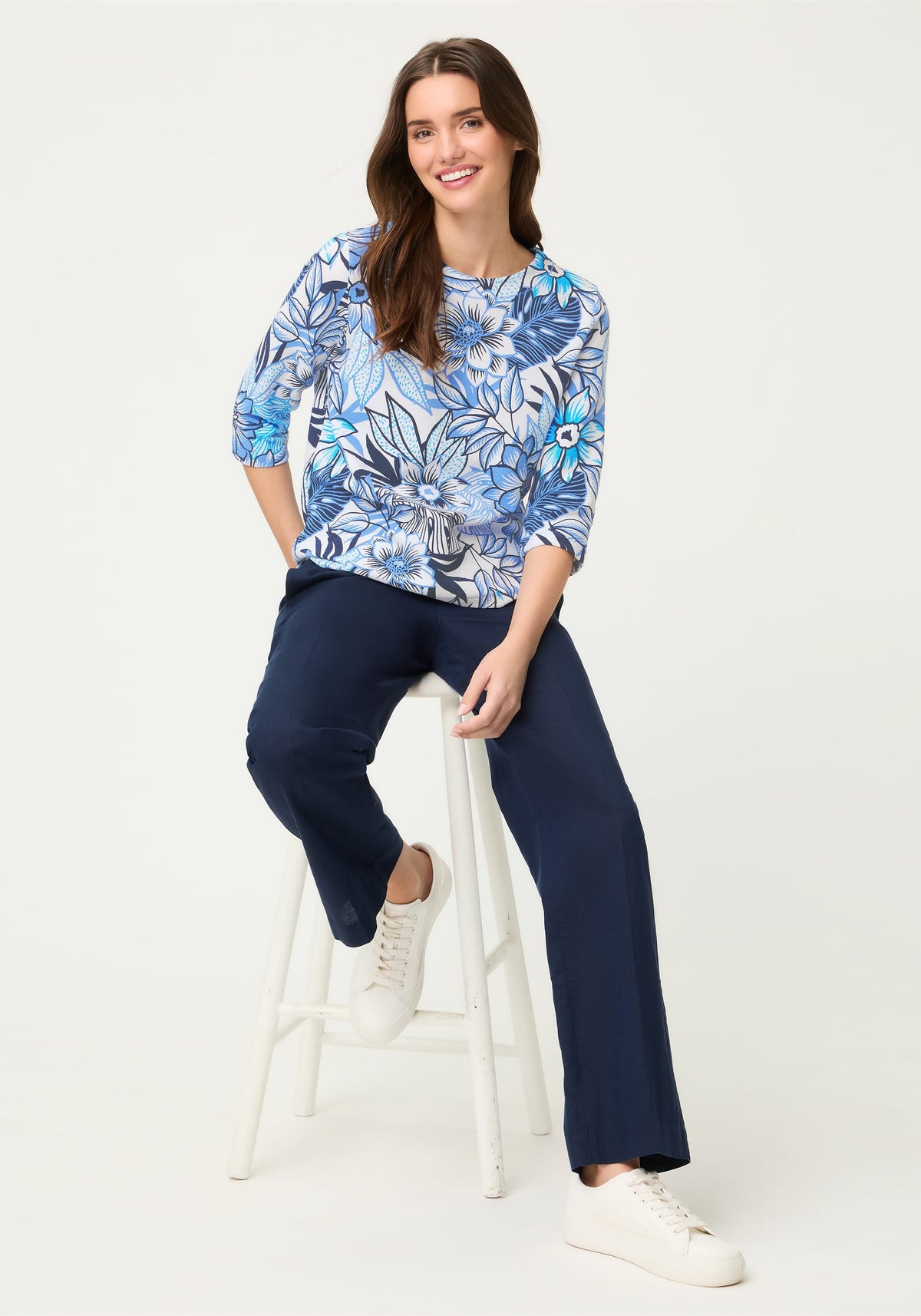 Floral Rib Knit Jersey Top