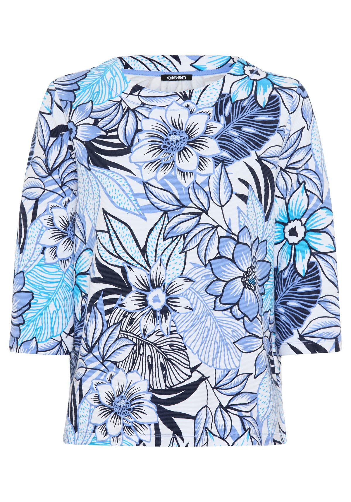 Floral Rib Knit Jersey Top