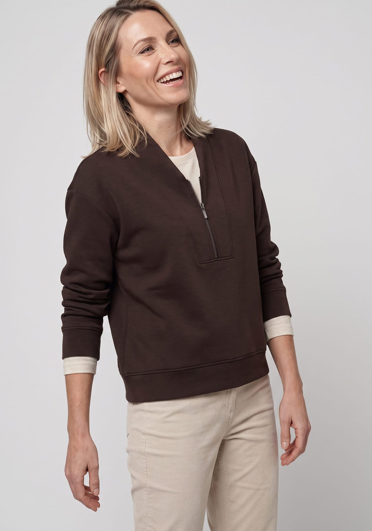 Scuba Knit Quarter Zip Top