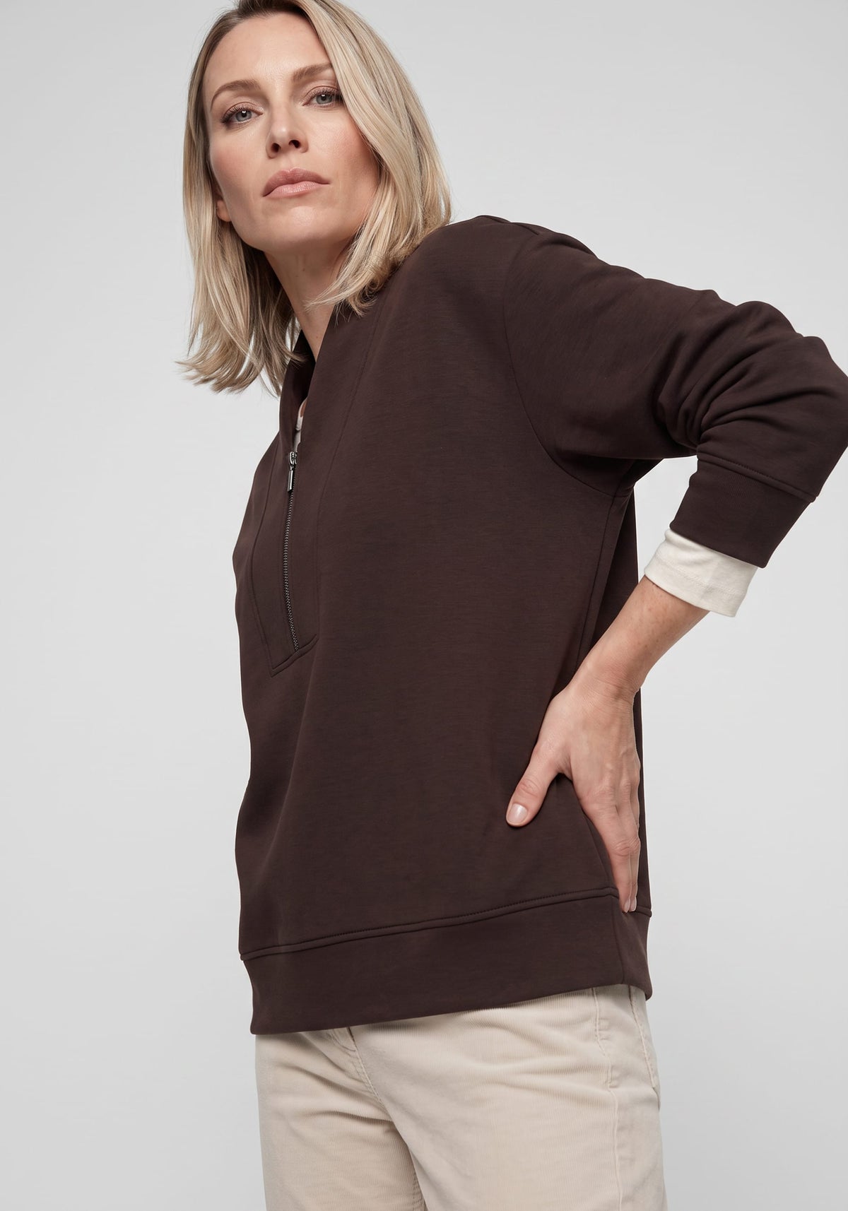 Scuba Knit Quarter Zip Top