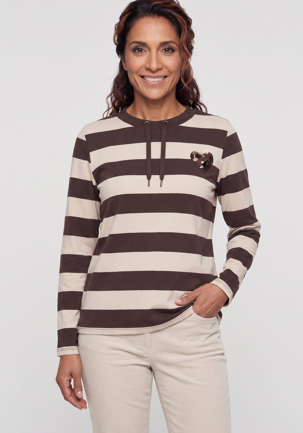 Embellished Stripe Jersey Top