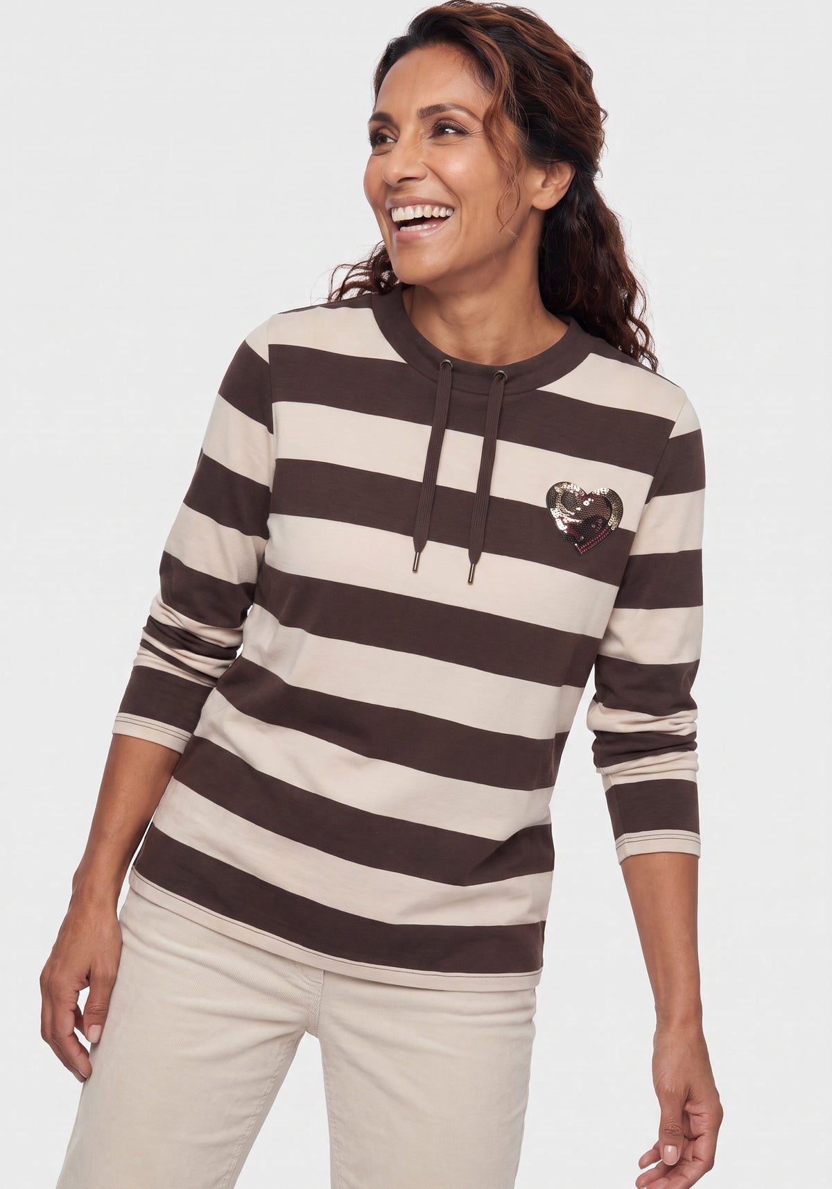 Embellished Stripe Jersey Top