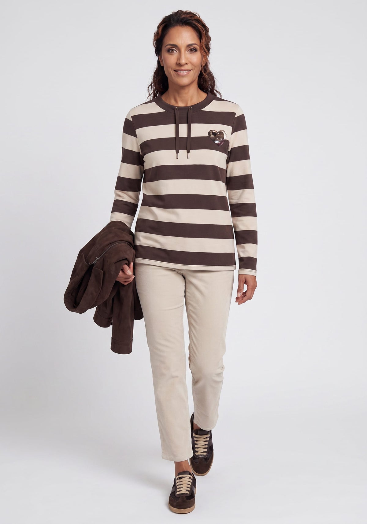 Embellished Stripe Jersey Top