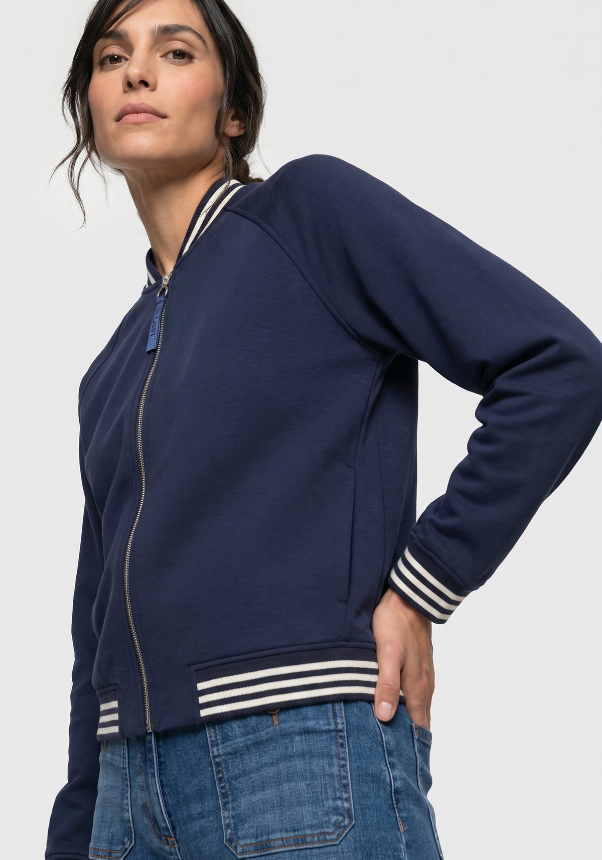 Jersey Knit Zip Front Cardigan