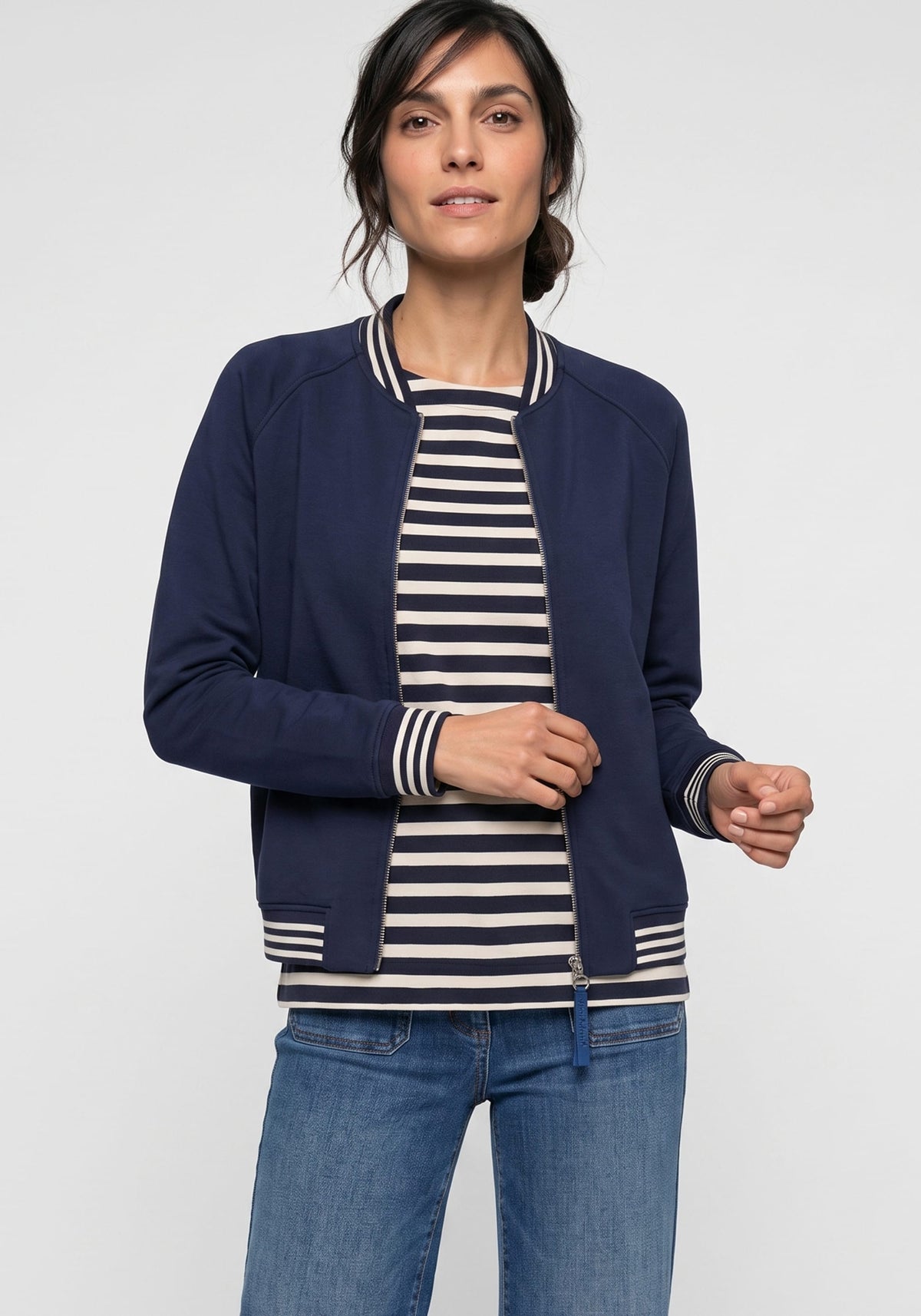 Jersey Knit Zip Front Cardigan