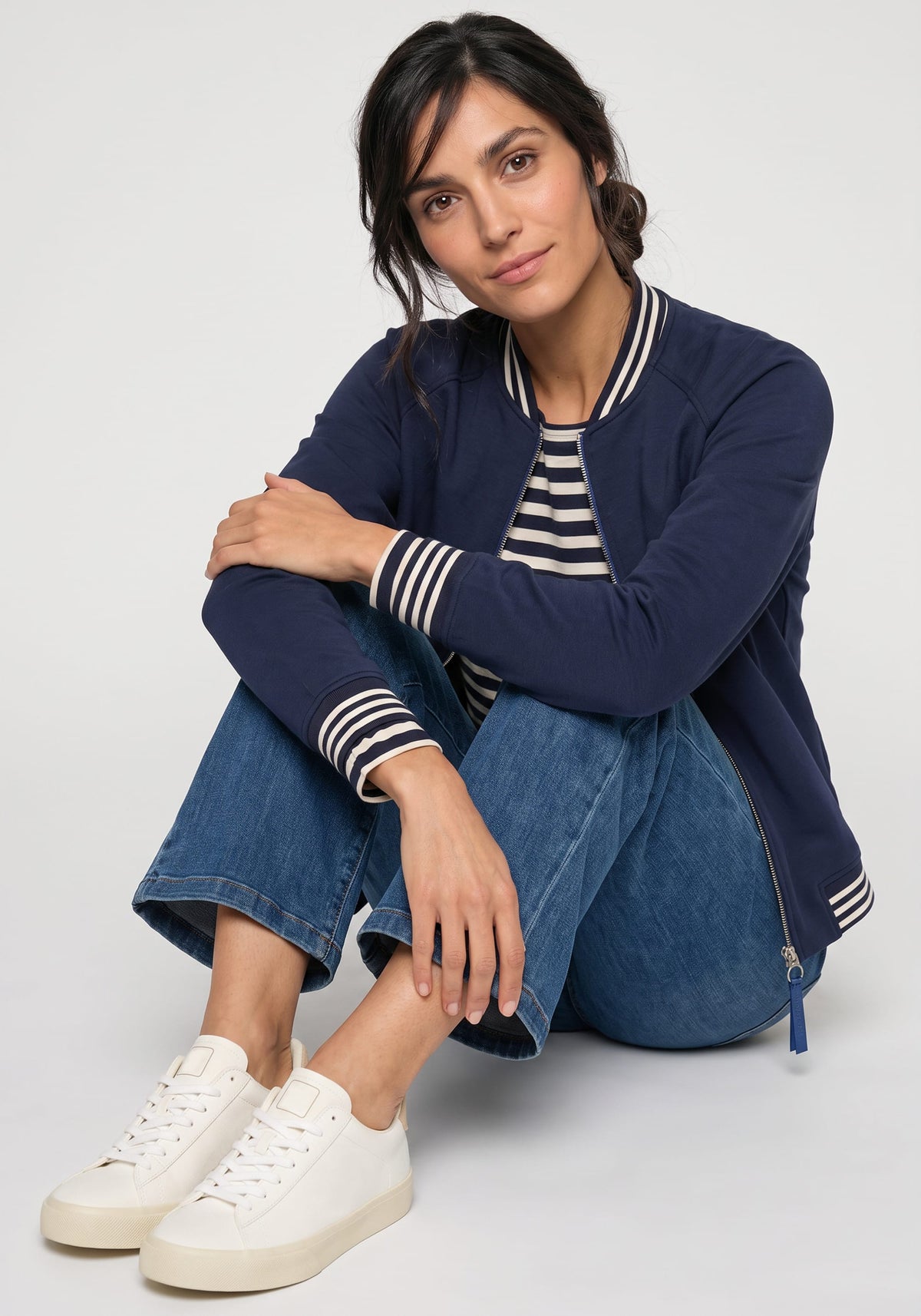 Jersey Knit Zip Front Cardigan