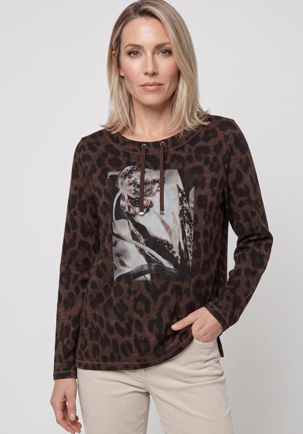 Embellished Placement Print Jersey Top