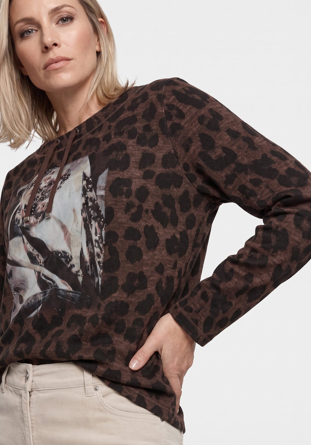 Embellished Placement Print Jersey Top