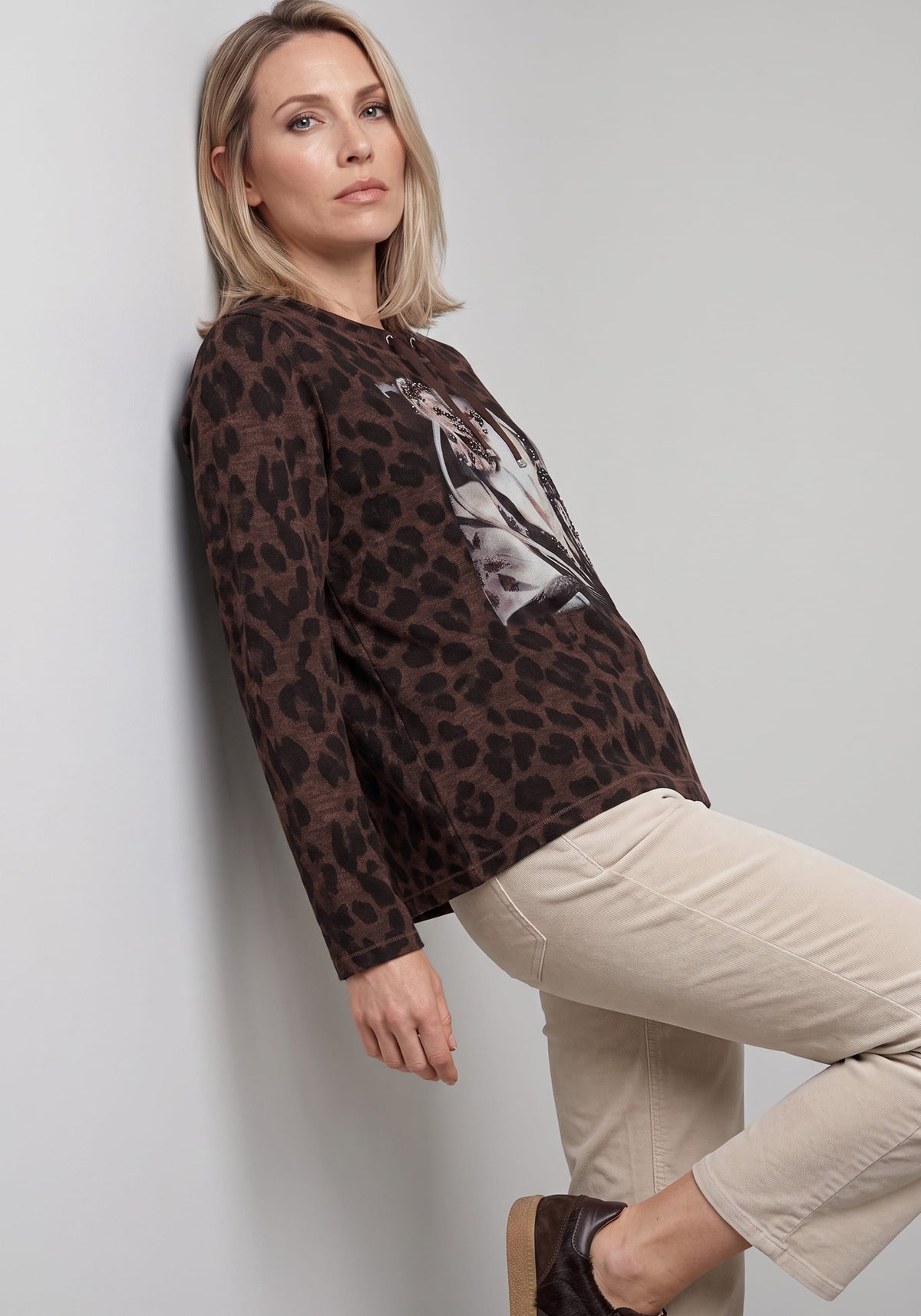 Embellished Placement Print Jersey Top