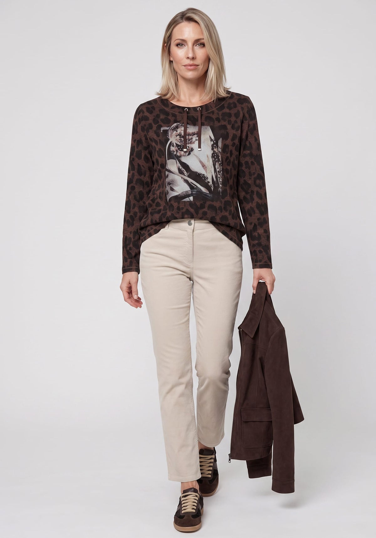 Embellished Placement Print Jersey Top