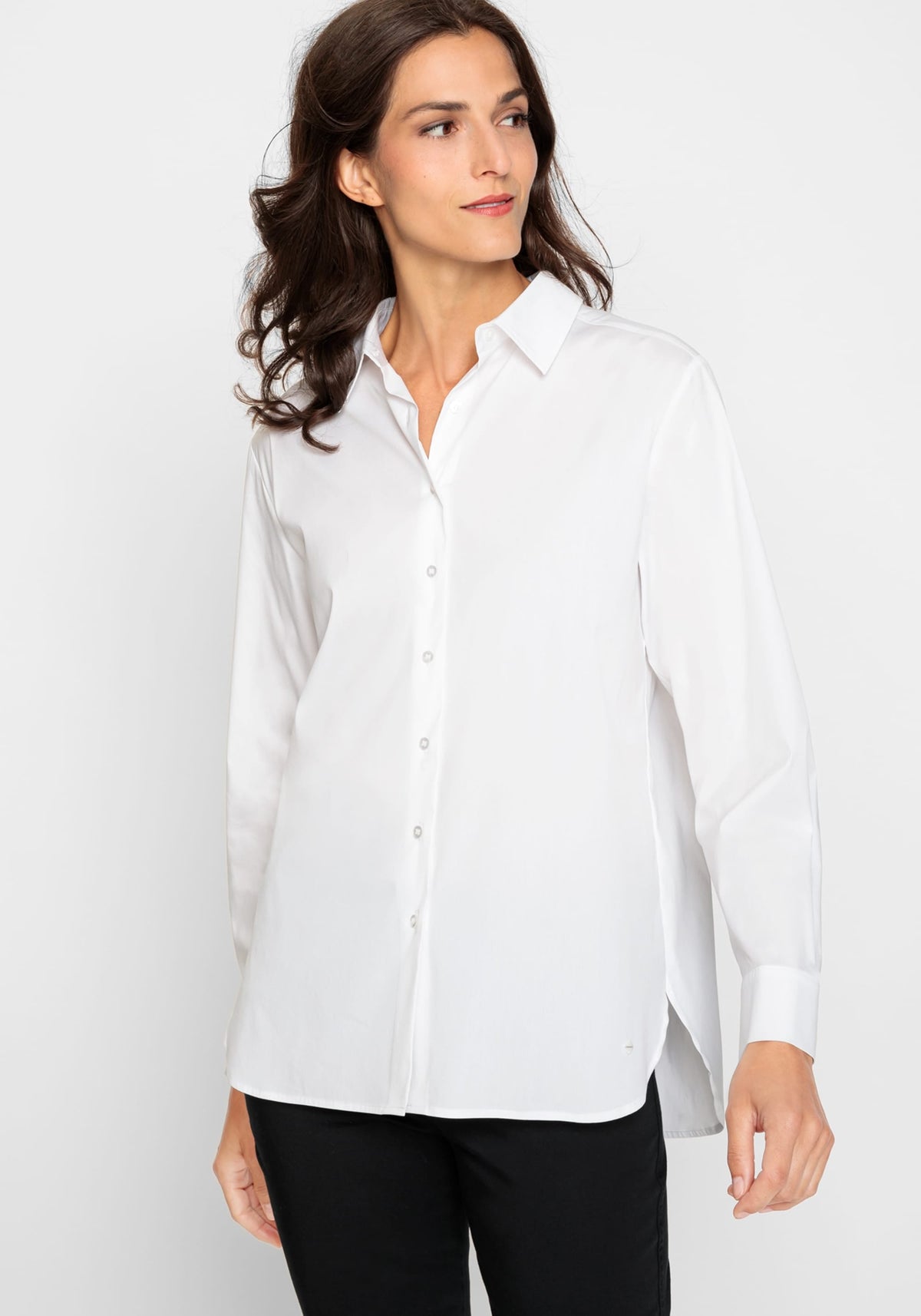 Cotton Blend Long Sleeve Classic Solid Shirt
