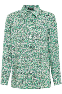 Cotton Blend Long Sleeve Ditsy Floral Shirt