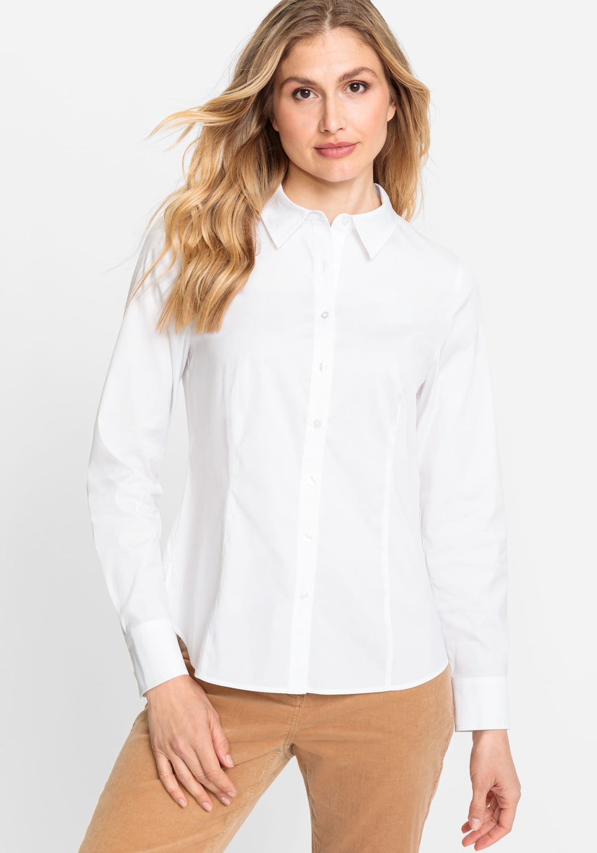 Cotton Blend Long Sleeve Poplin Shirt