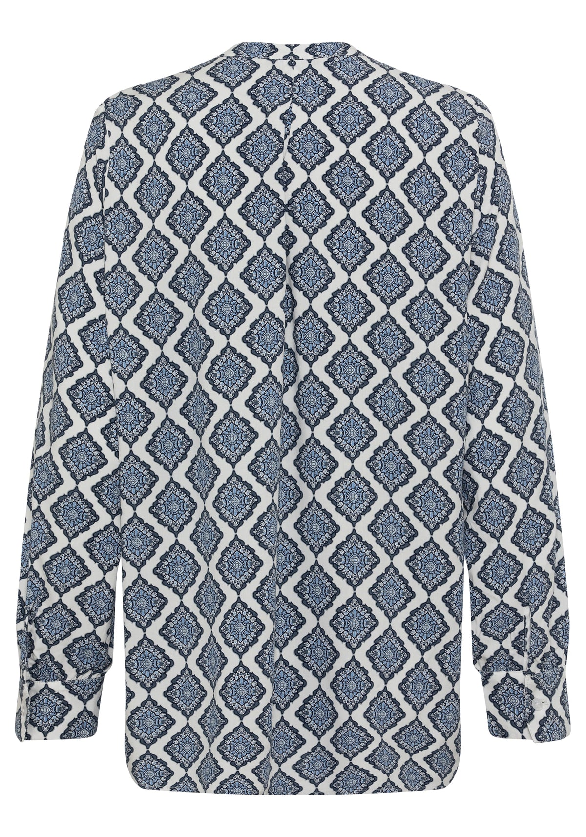 Long Sleeve Ornamental Print Tunic Blouse