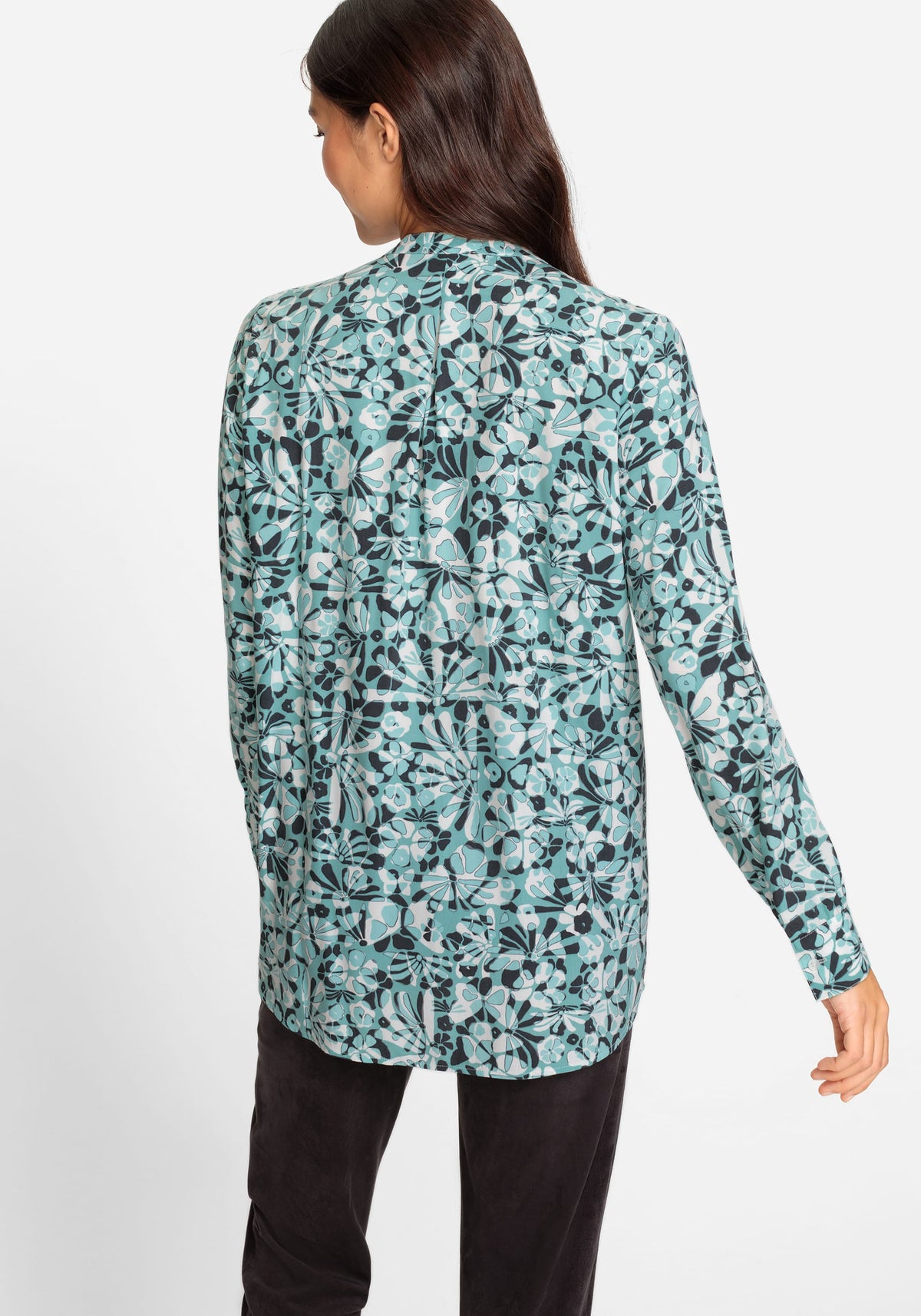 Long Sleeve Abstract Floral Tunic Blouse
