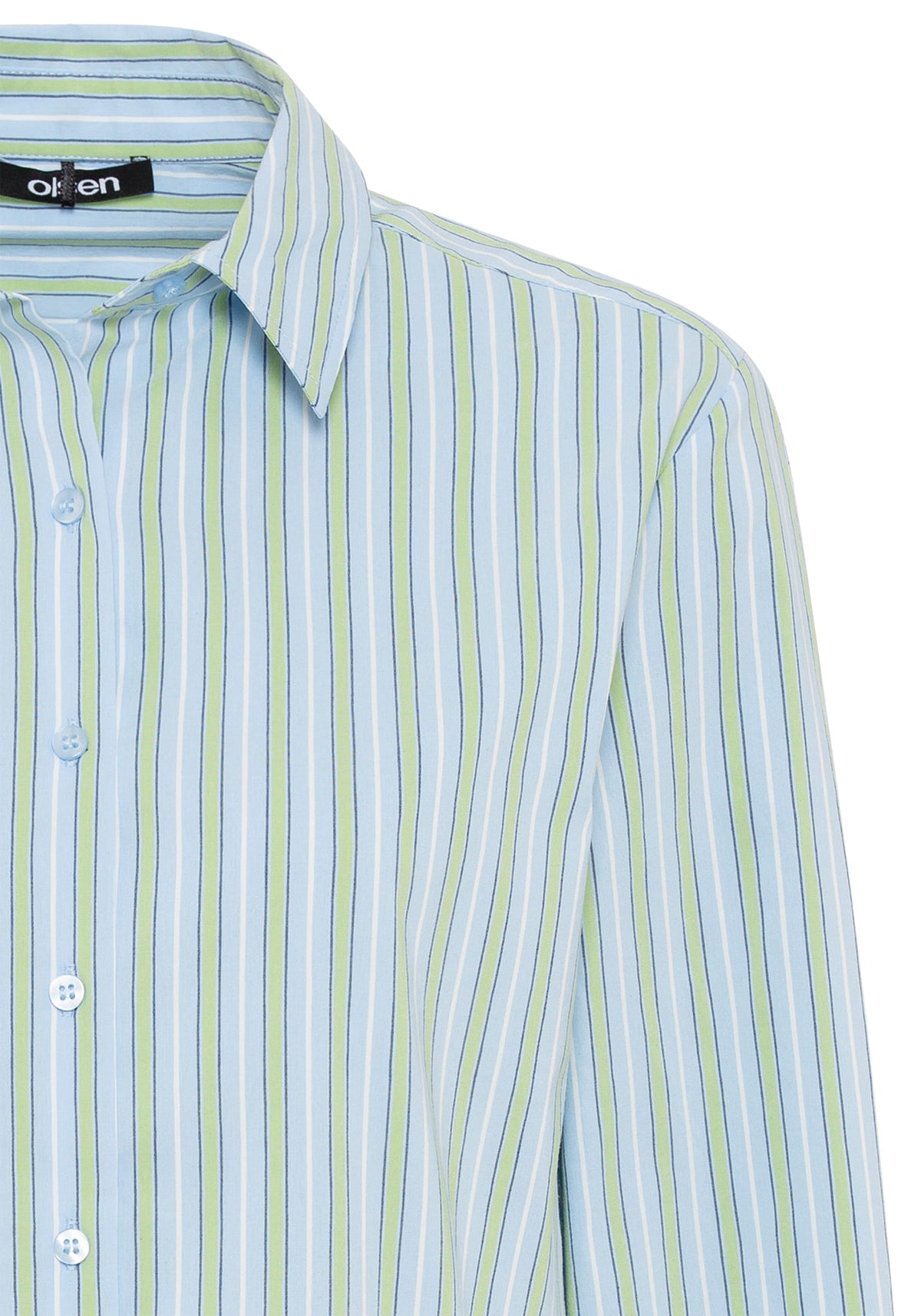 Cotton Blend Long Sleeve Striped Shirt