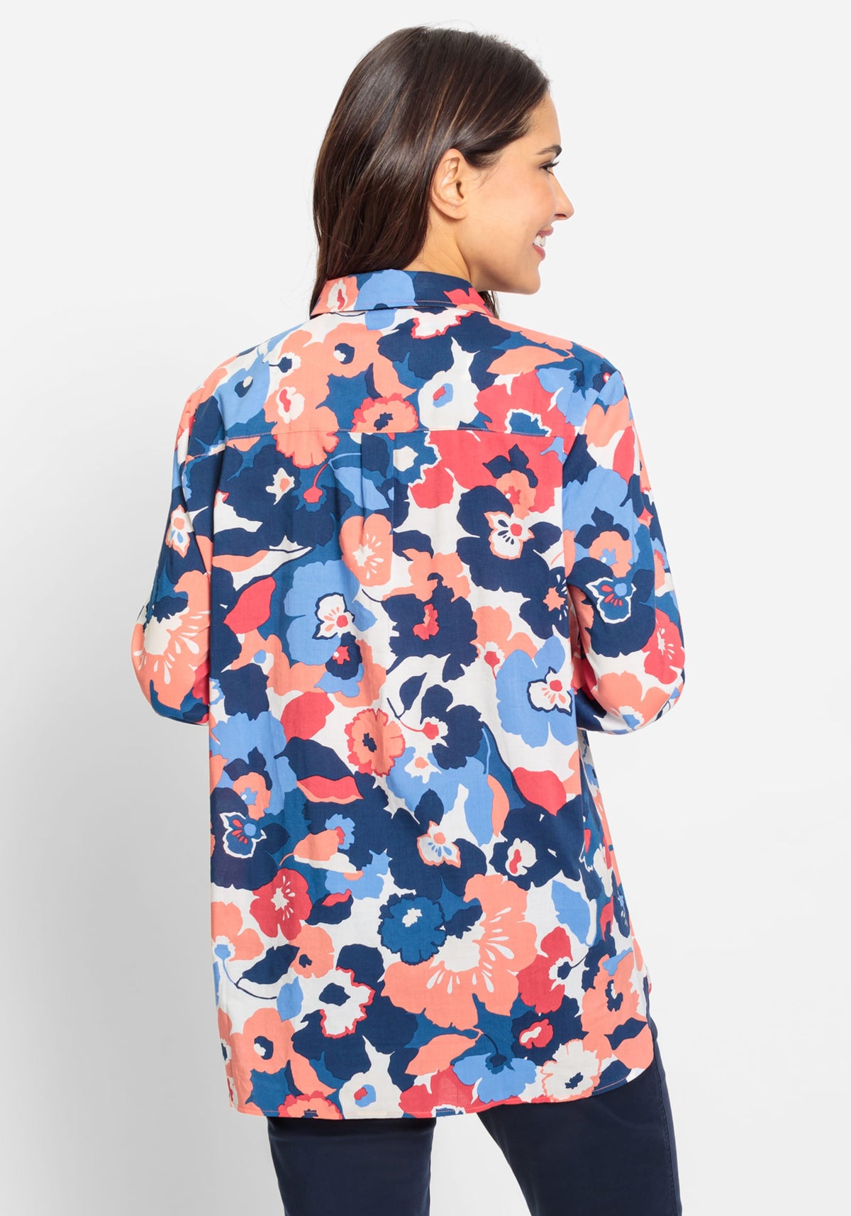 Chemise à manches longues en coton viscose à imprimé floral