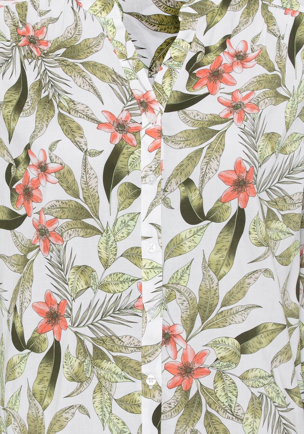 3/4 Cotton Viscose Tropic Jungle Print Tunic Shirt