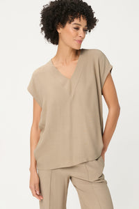 Blouse unie à col en V