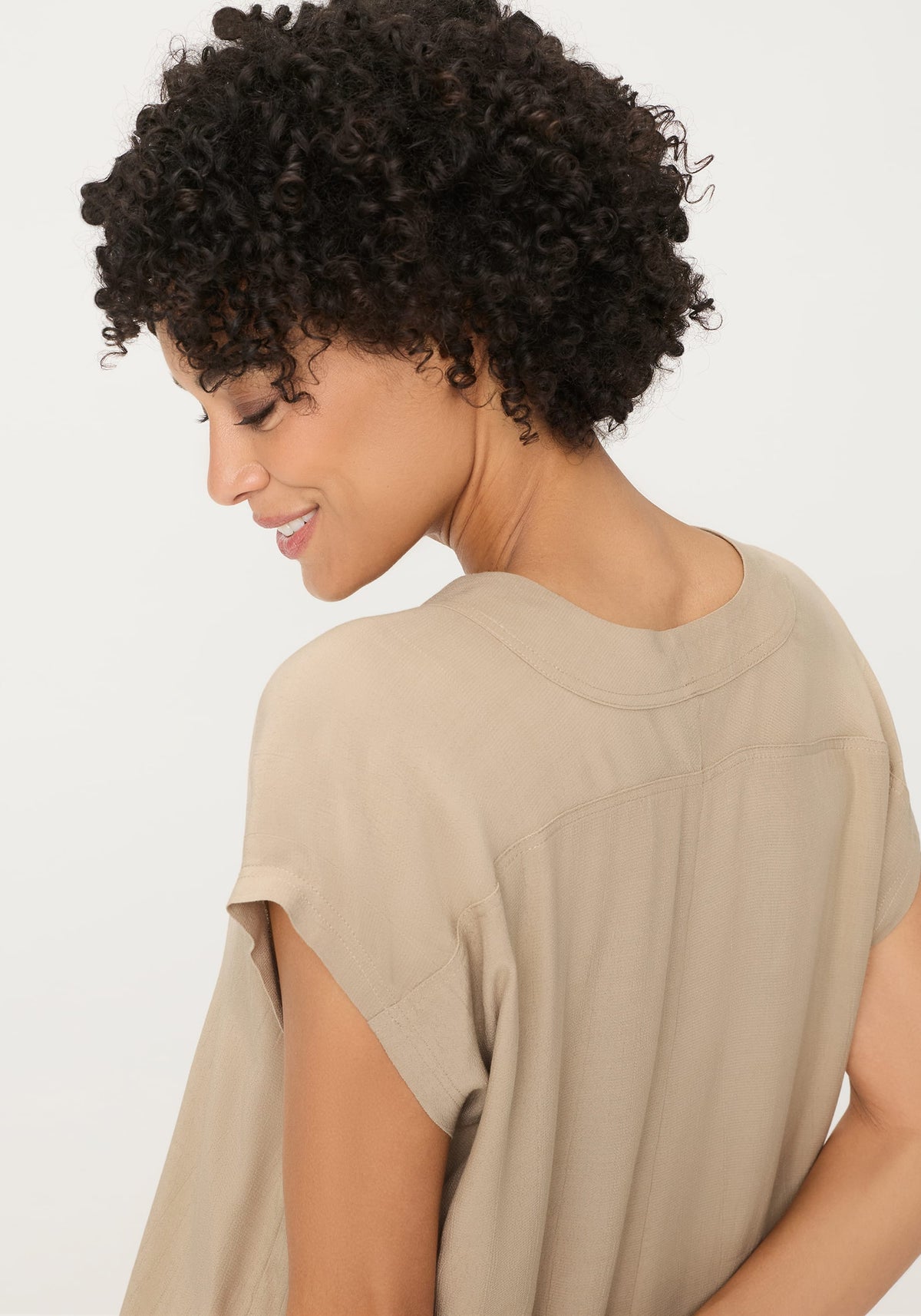 Blouse unie à col en V