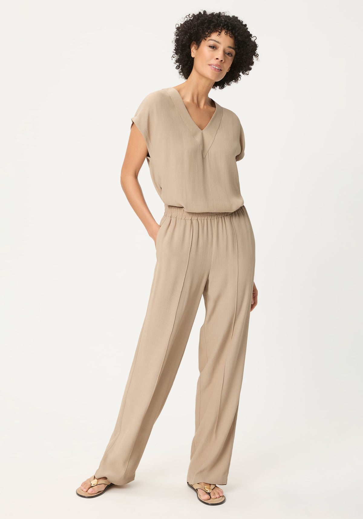Blouse unie à col en V