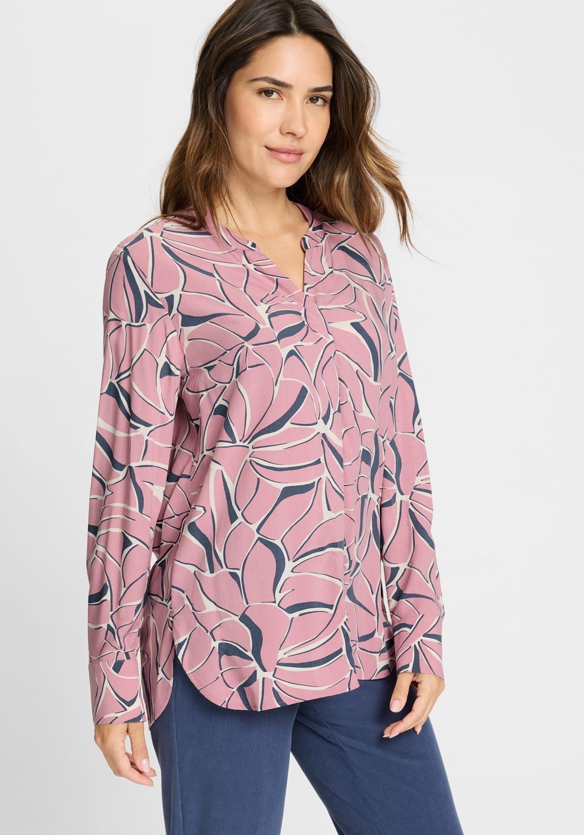 Graphic Leaf Print Tunic Shirt
