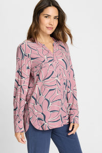 Graphic Leaf Print Tunic Shirt