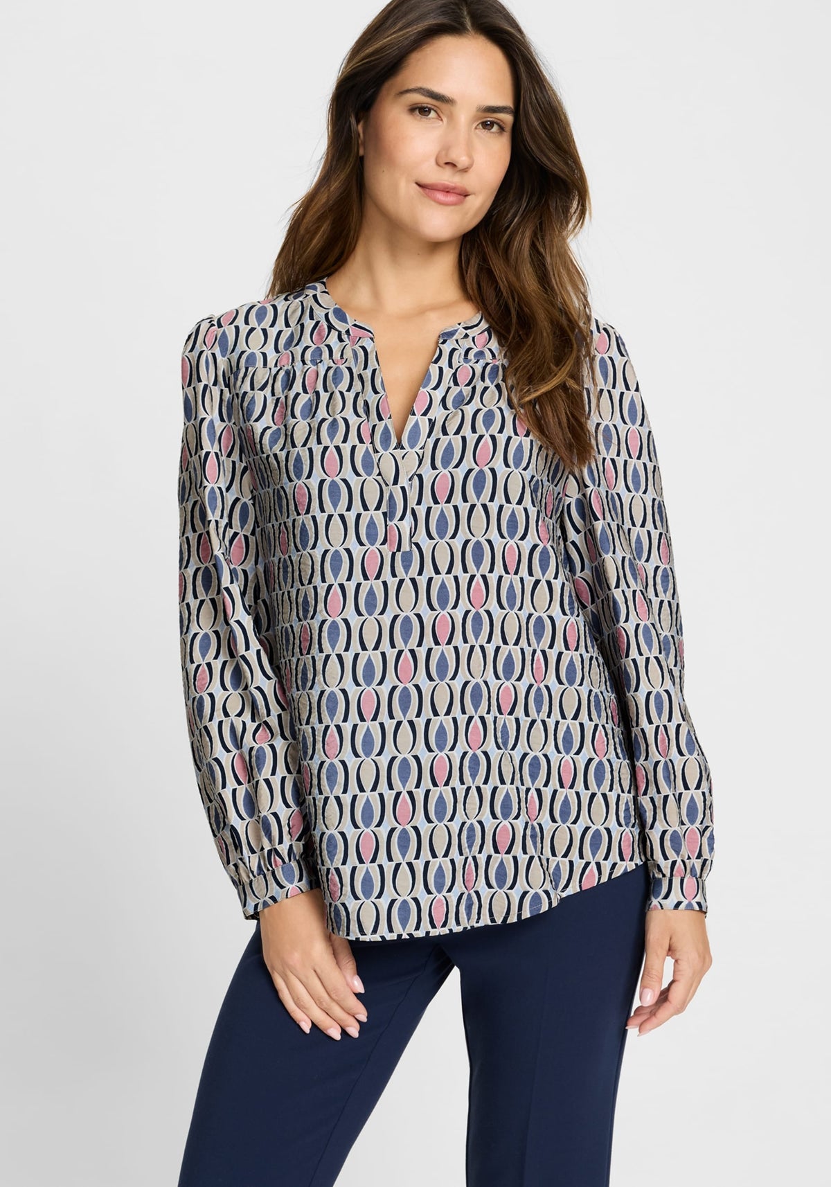 Retro Print Tunic Blouse