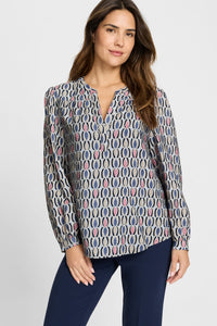Retro Print Tunic Blouse