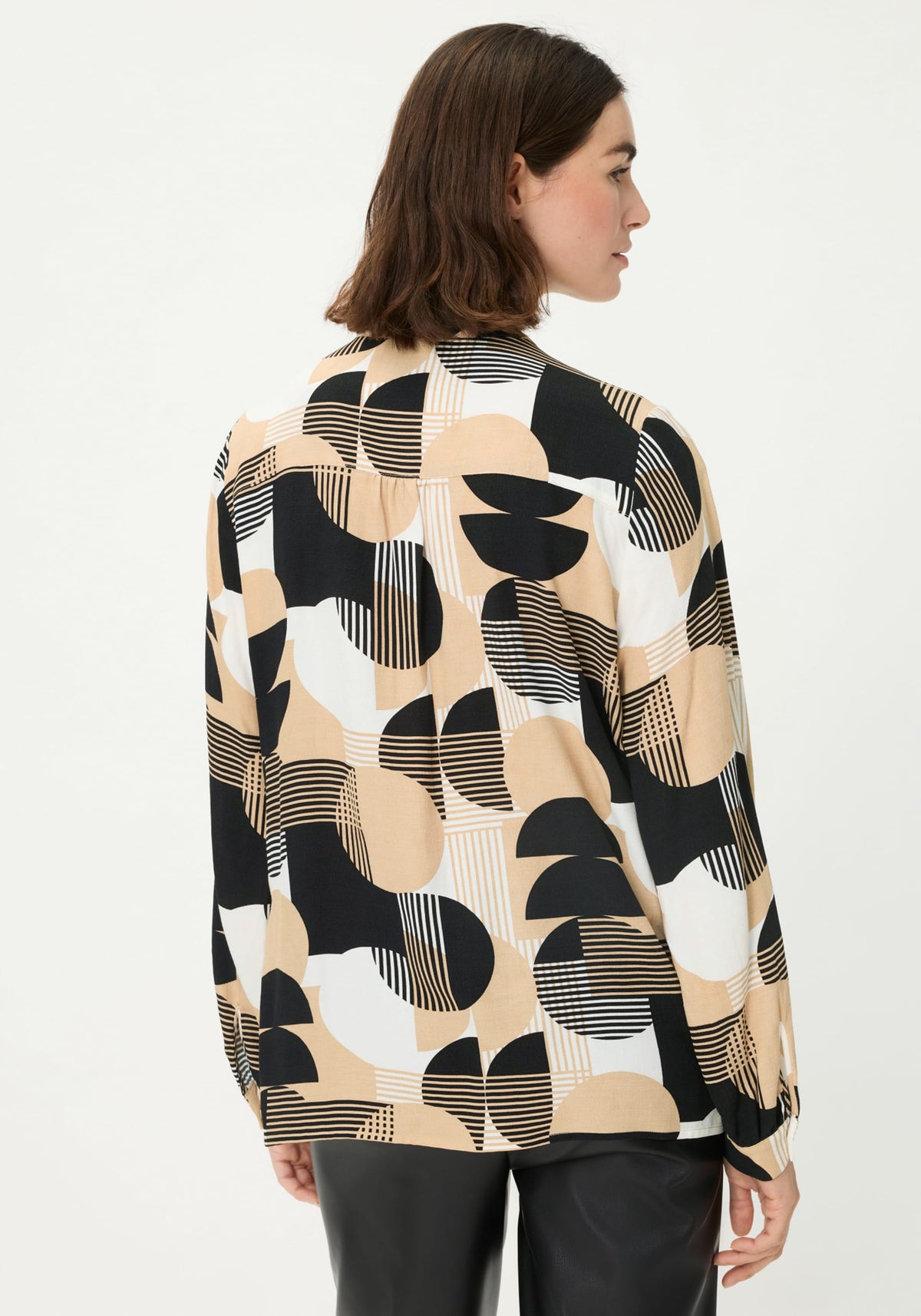 Chemisier à encolure nouée à motifs géométriques mixtes