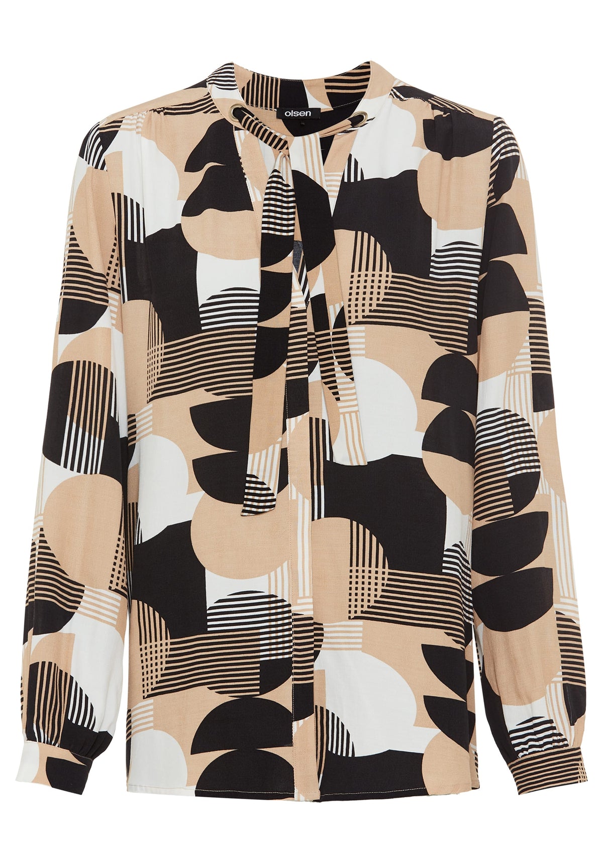 Chemisier à encolure nouée à motifs géométriques mixtes