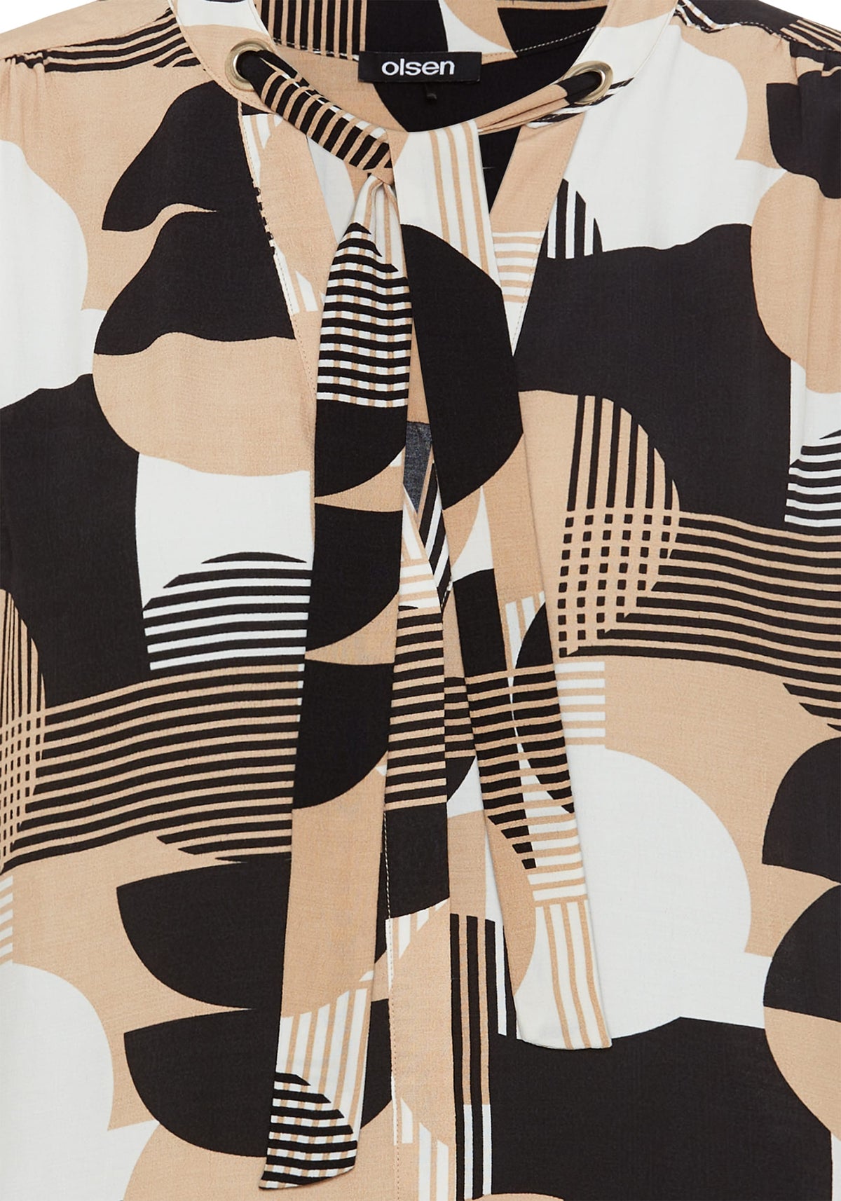 Chemisier à encolure nouée à motifs géométriques mixtes