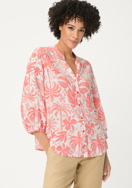 Chemise-tunique à imprimé botanique décoratif