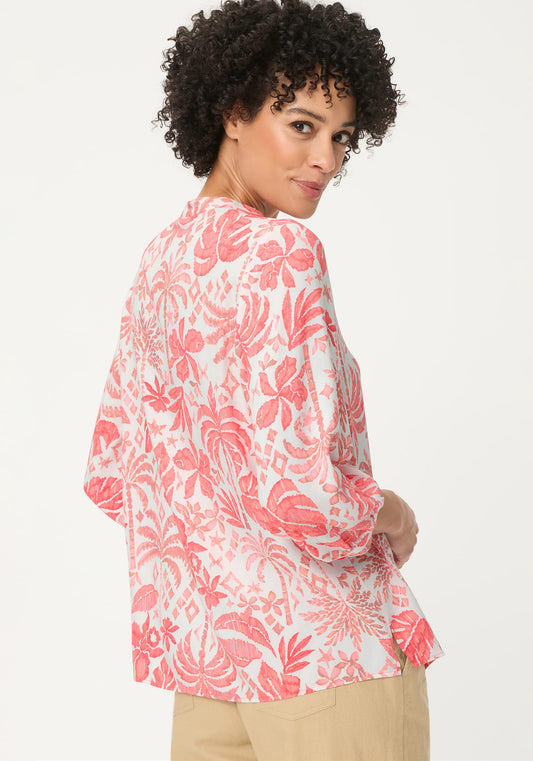 Chemise-tunique à imprimé botanique décoratif