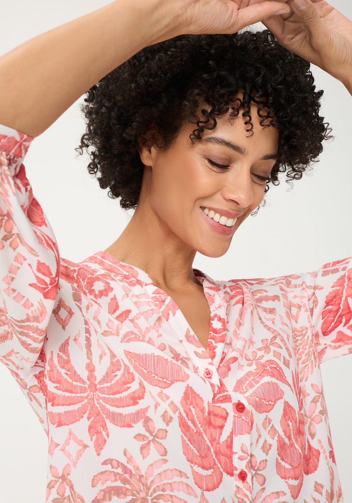 Chemise-tunique à imprimé botanique décoratif